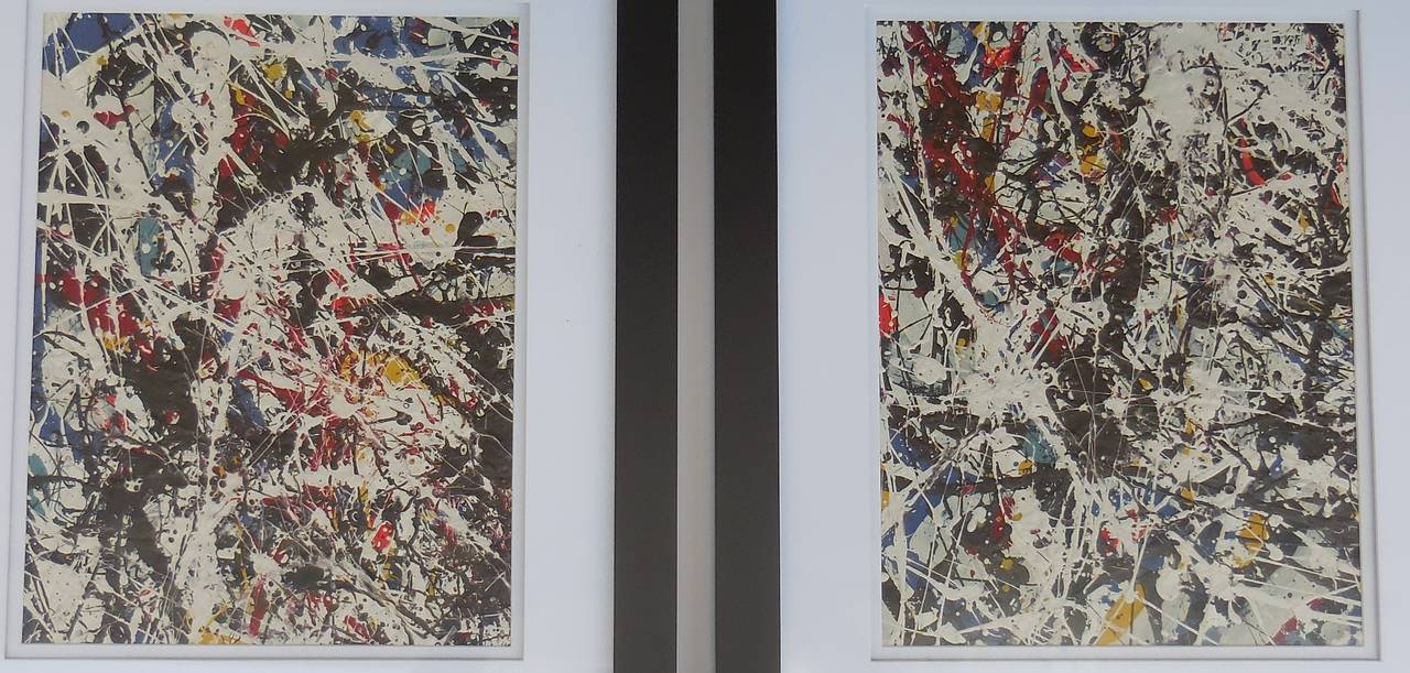 Decorative pair of abstract painting, painted on canvas with acrilyc paint.
Could hang two ways.
Free with glass.
Actual painting size: 13