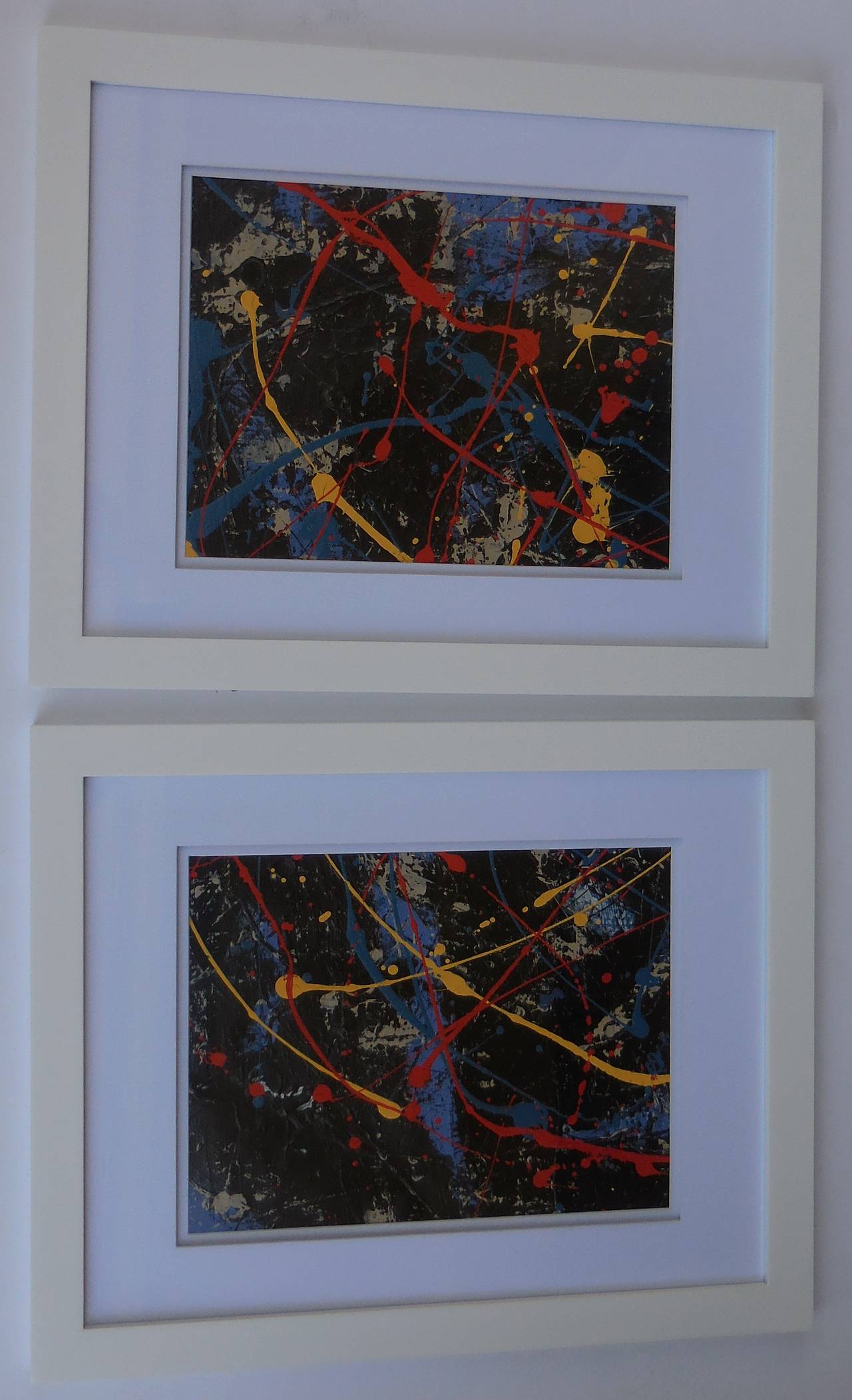 Late 20th Century Pair of 1980 Abstract Acrylic Painting