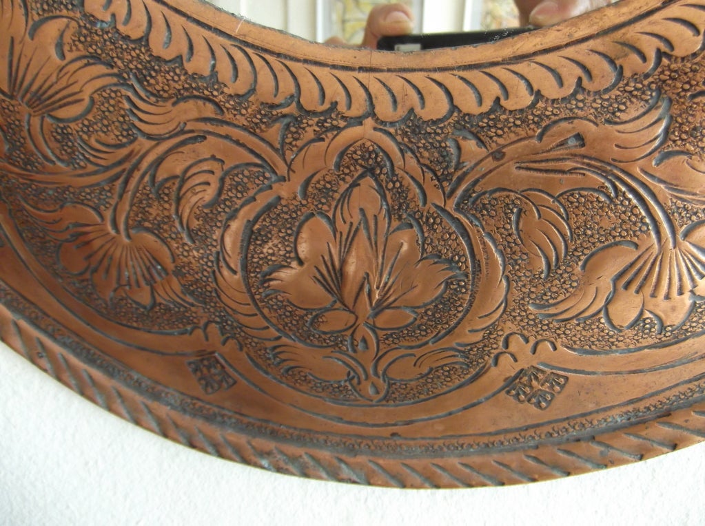 Oval Persian Copper Mirror In Excellent Condition In Delray Beach, FL