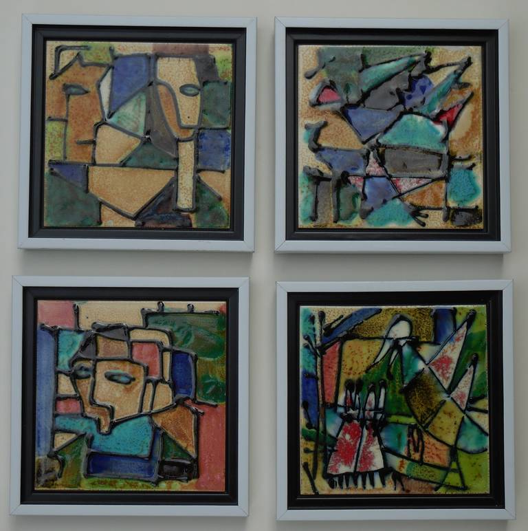 Mid-20th Century Four Ceramic Tiles by Harris G. Strong