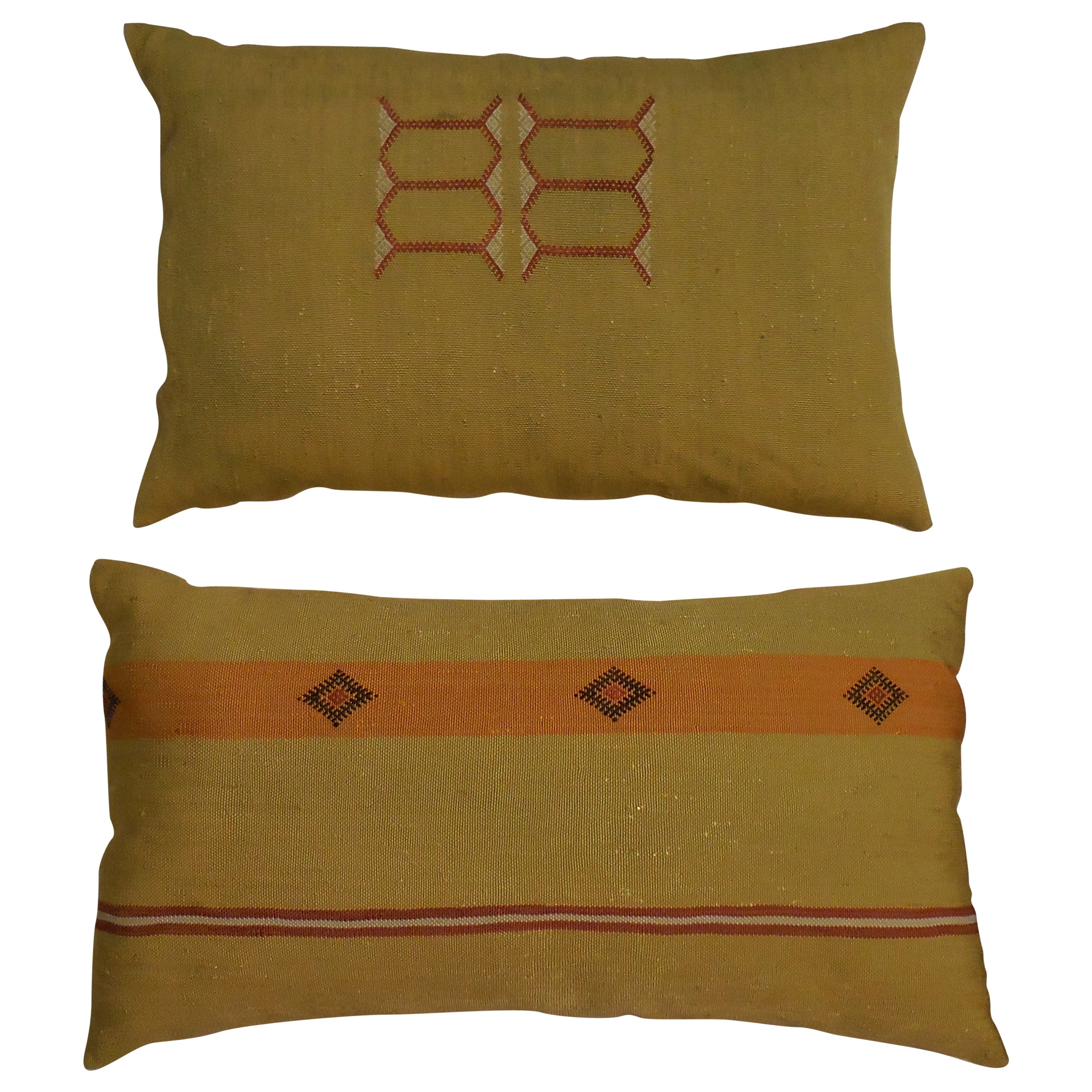Pair of Silk Rug Fragments Pillows