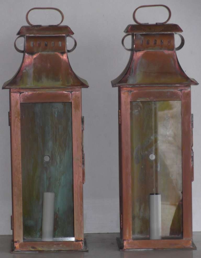 American Pair Of Copper Wall Lanterns
