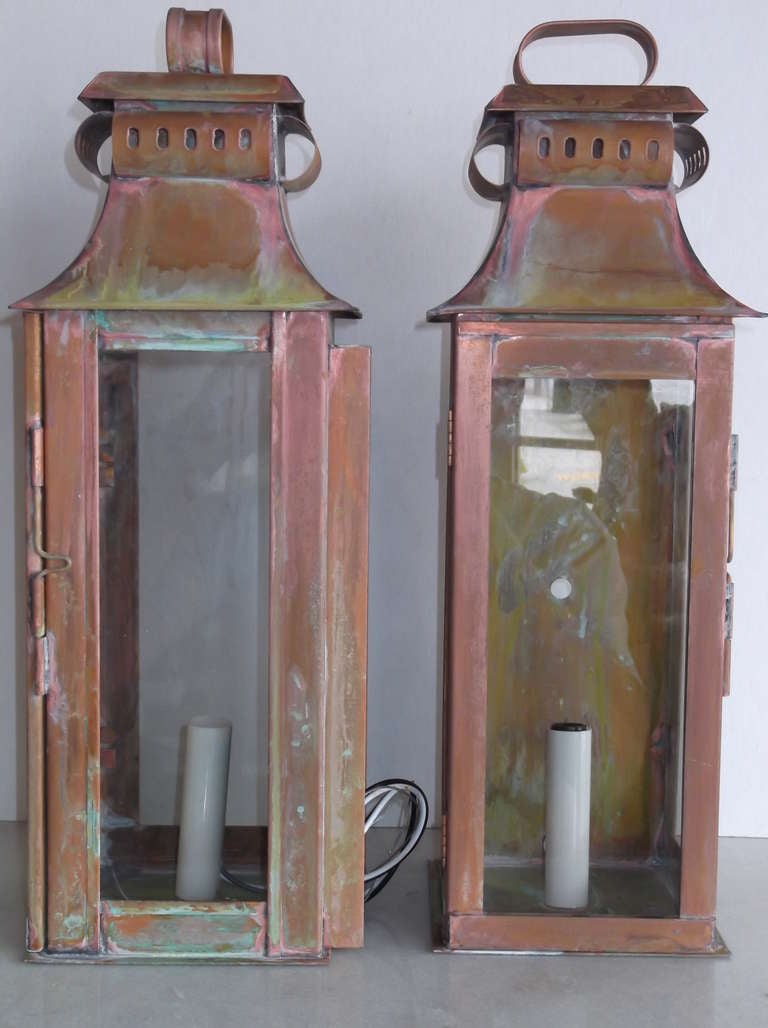 20th Century Pair Of Copper Wall Lanterns