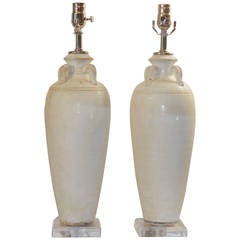 Pair of Architectural Ceramic Table Lamps