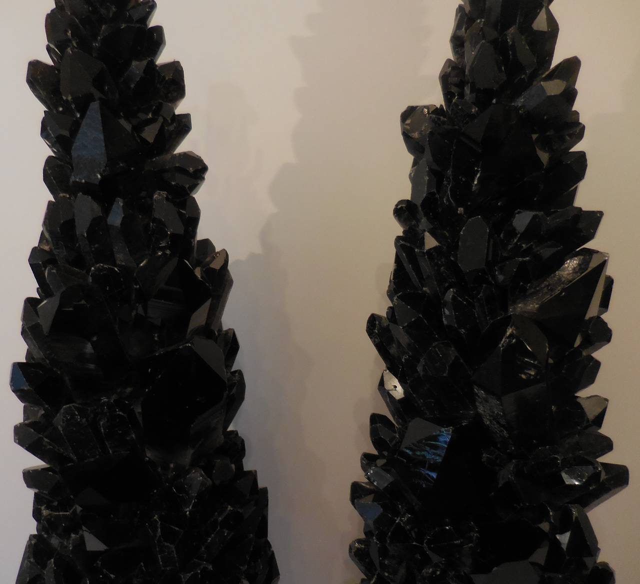 Pair of Spectacular Large Black Quartz Crystal Table Lamps 4