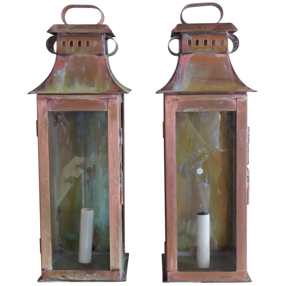 Pair Of Copper Wall Lanterns