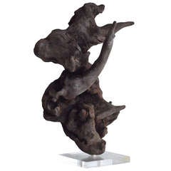1960' Drift Wood On Lucite Base