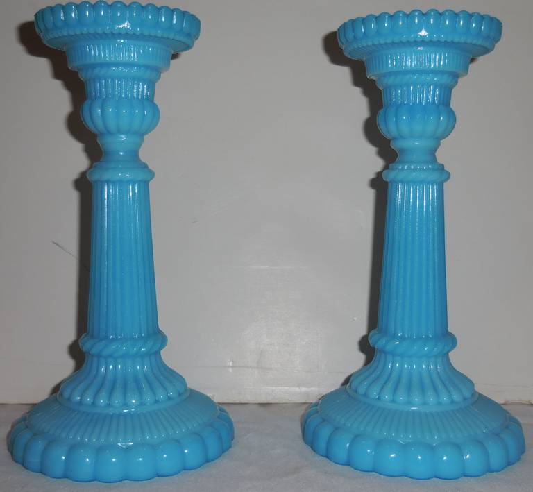 Blue Opaline Glass Candlesticks 5