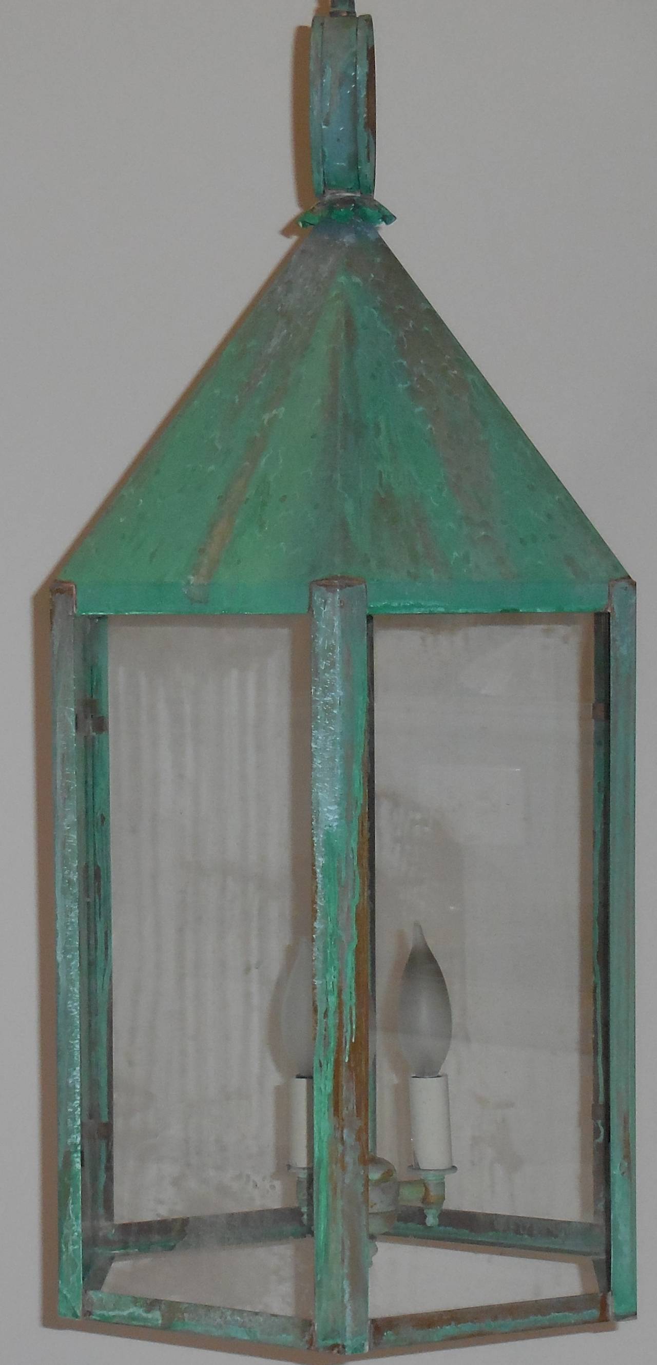 20th Century Large Hexagon Copper Lantern