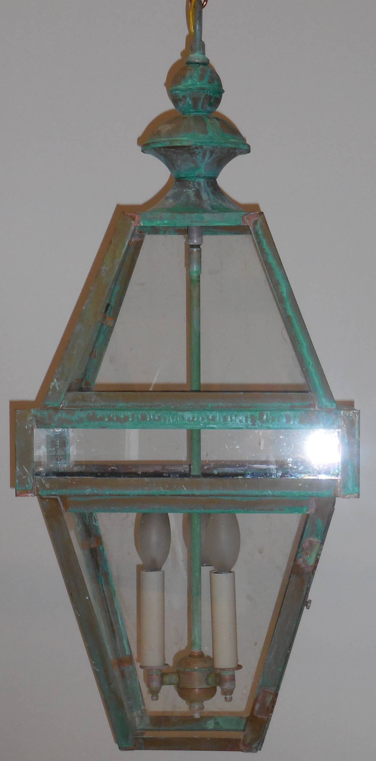 Copper Four-Sided Architectural Hanging Lantern