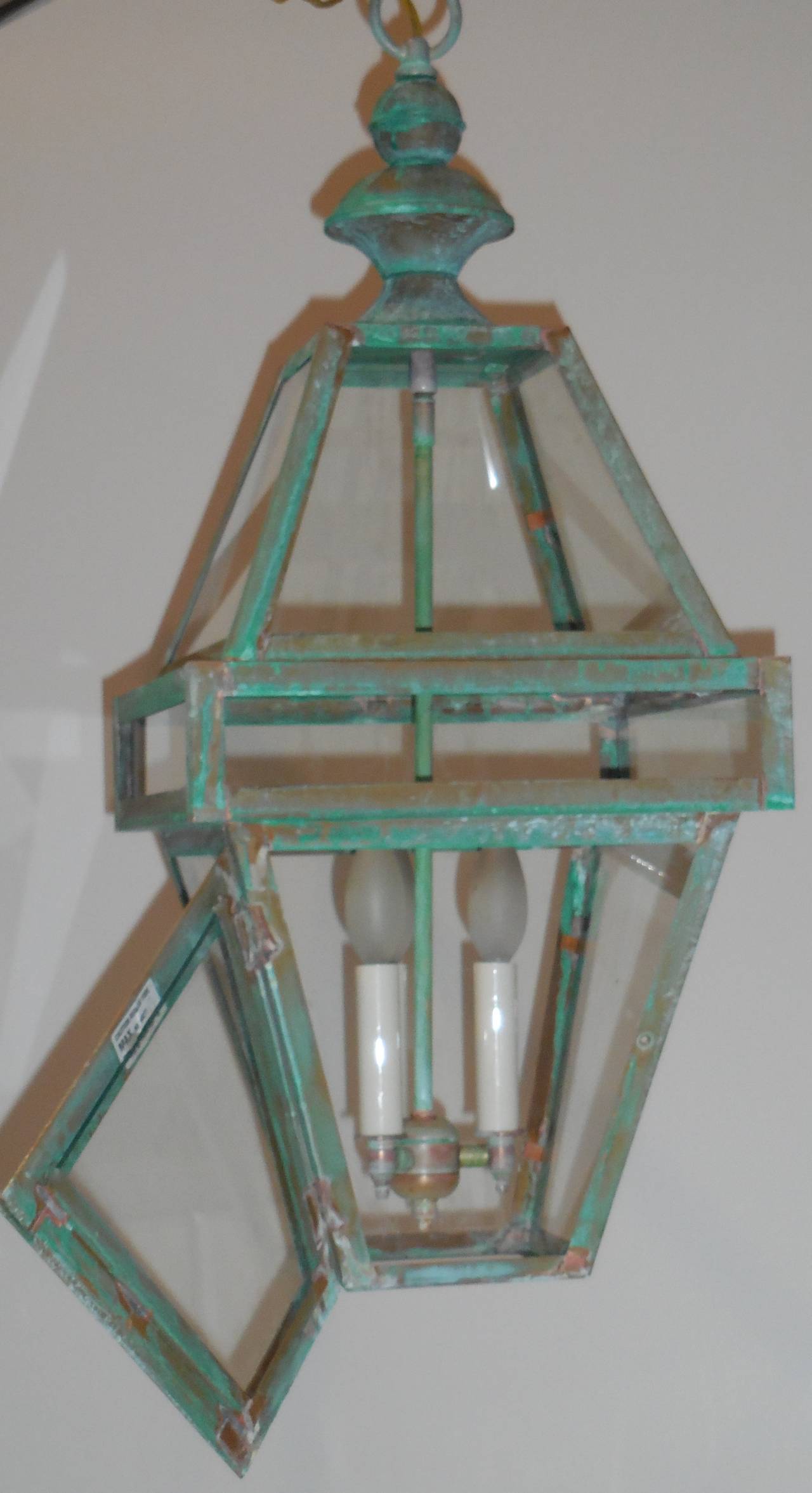 Four-Sided Architectural Hanging Lantern In Good Condition In Delray Beach, FL