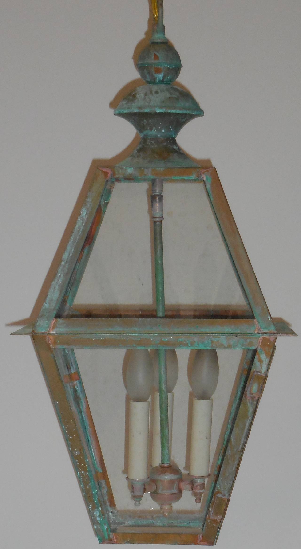 Four Side Architectural Hanging Lantern In Excellent Condition In Delray Beach, FL