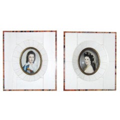 Antique Hand Painted Painting With Ivory