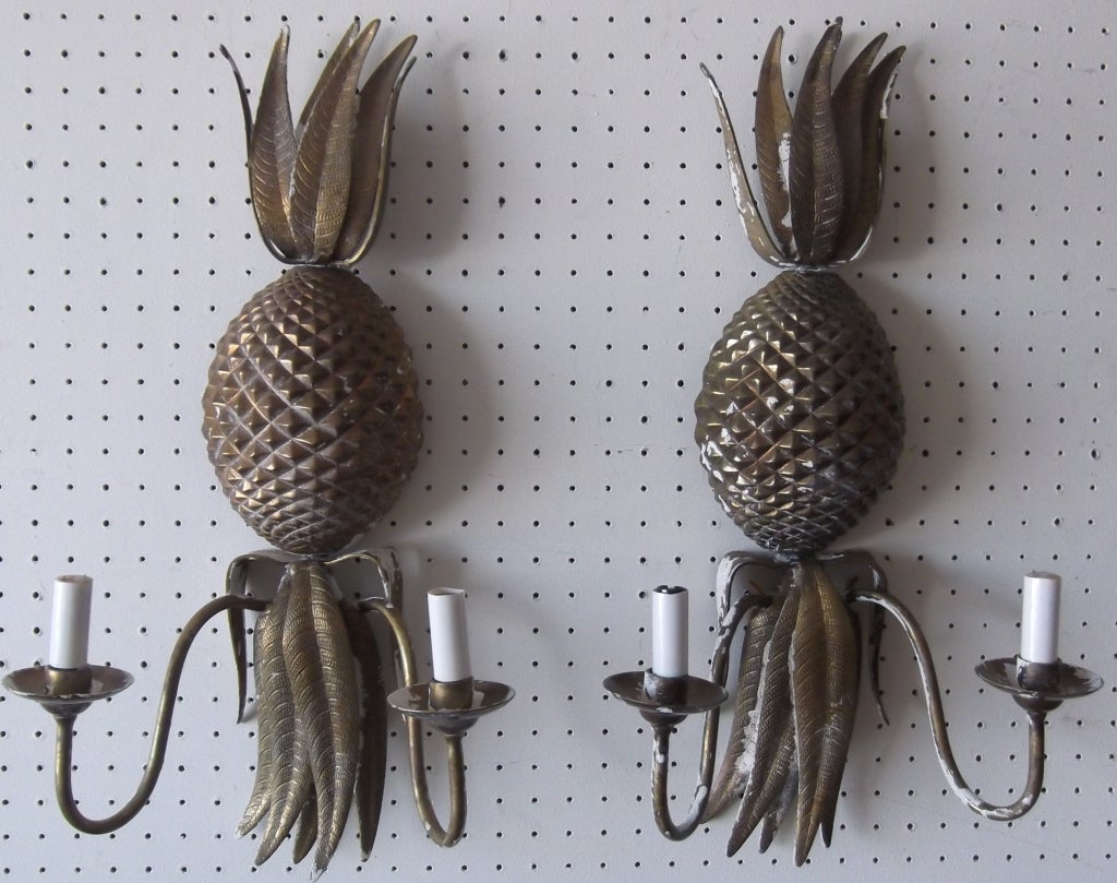 Pair of Pineapple Wall Sconces 4