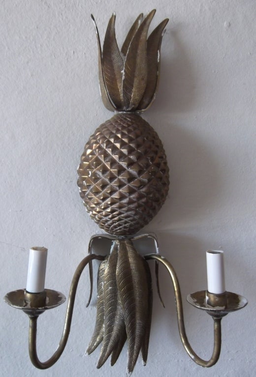 Mid-20th Century Pair of Pineapple Wall Sconces