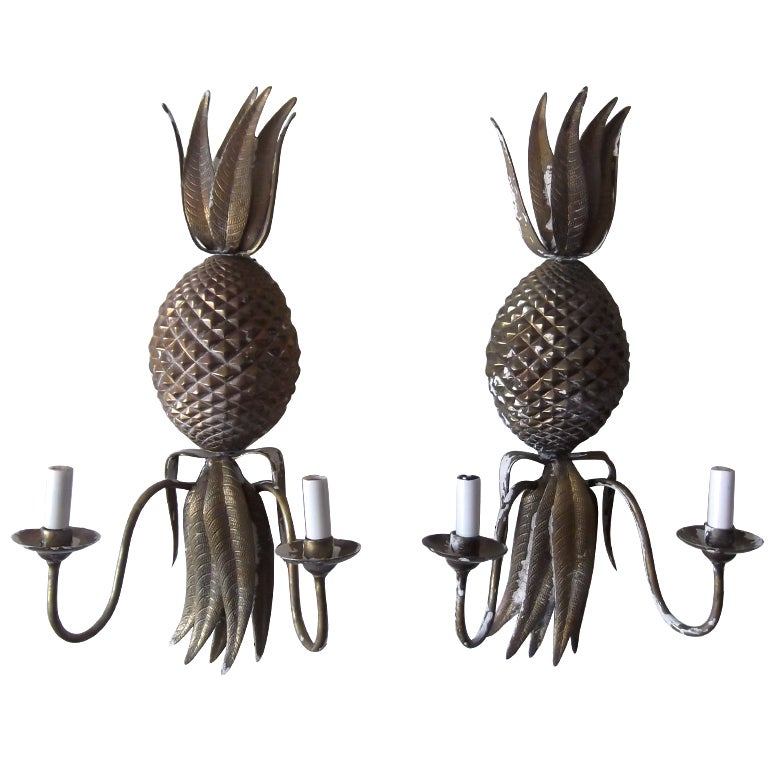 Pair of Pineapple Wall Sconces