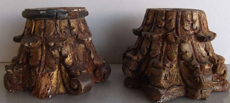 Pair of 19th Century Wood capital In Good Condition In Delray Beach, FL