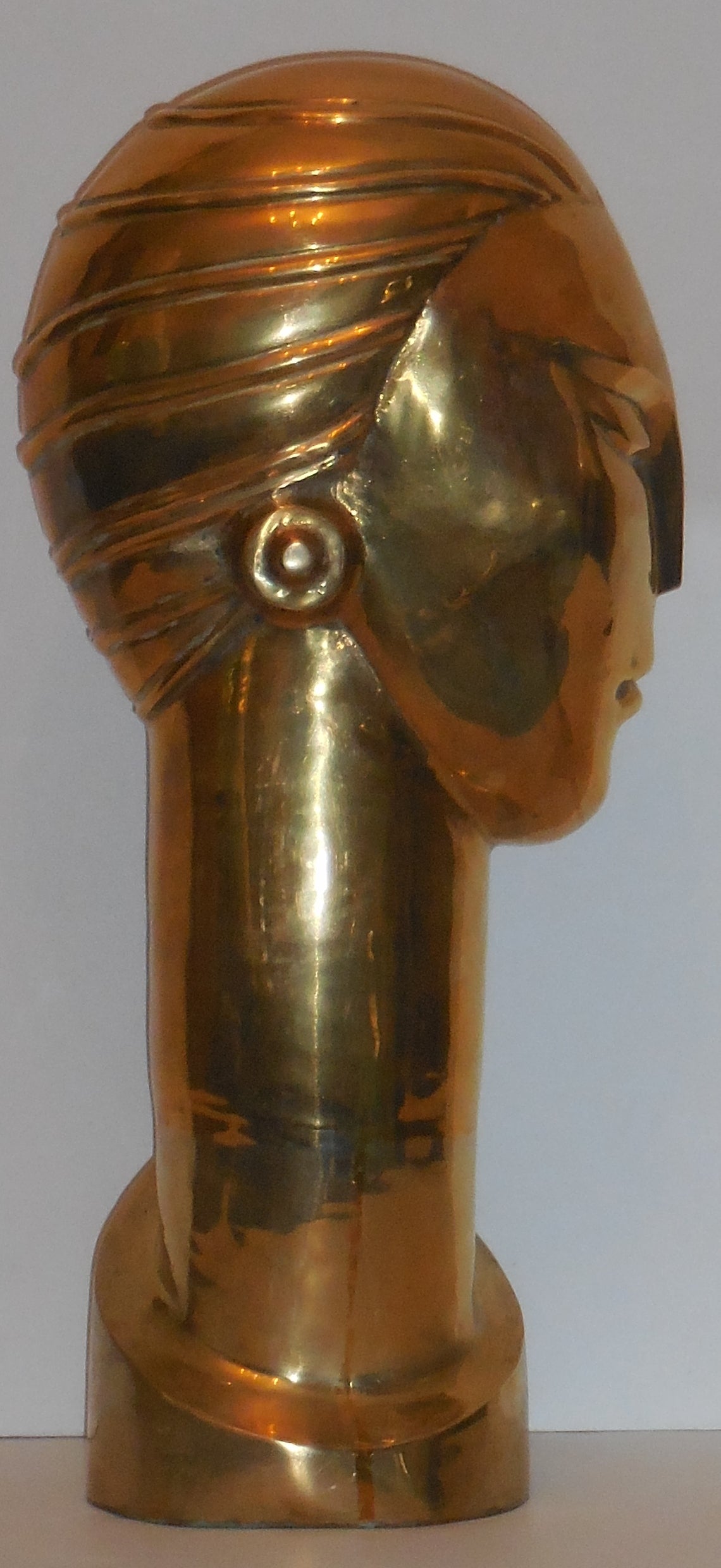 Mid-Century Brass Bust of a Young Man Sculpture 1