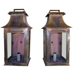 Pair Of Brass Wall Lantern
