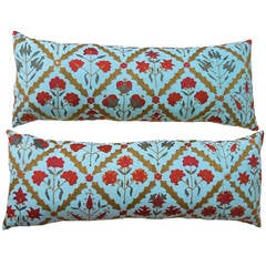 Pair of Suzani Textile Fragment Pillows