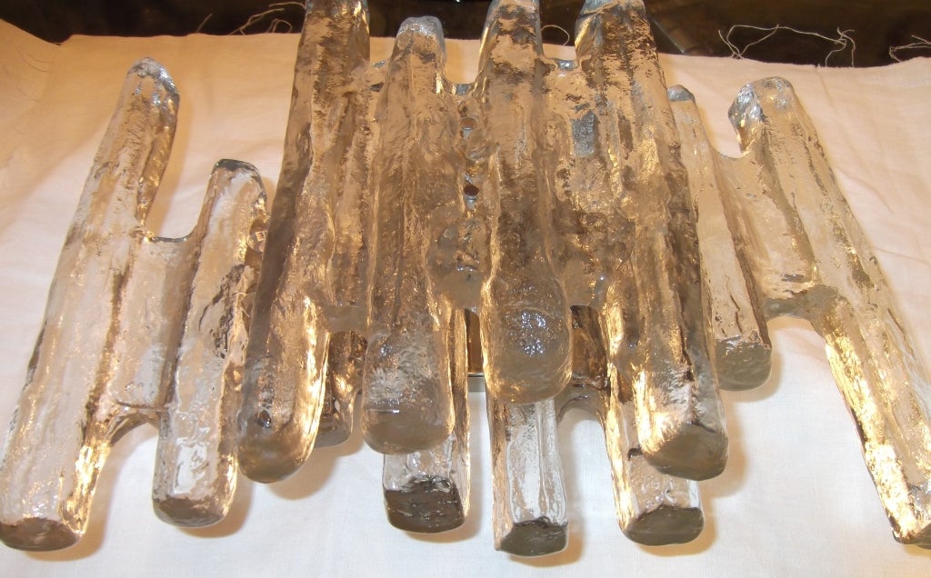 Pair Of Kalmar Textured Glass Sconces In Excellent Condition In Delray Beach, FL