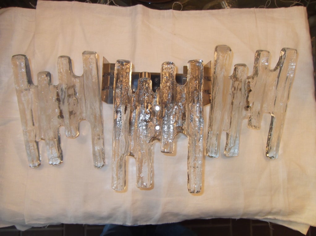 Pair Of Kalmar Textured Glass Sconces 3