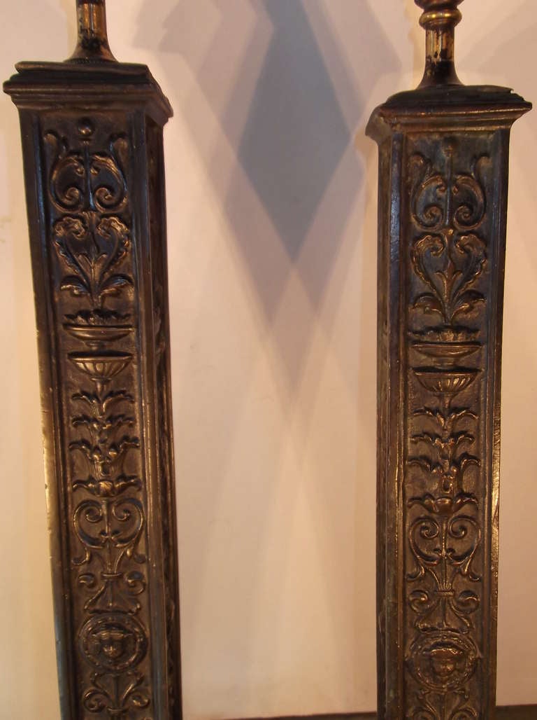 Pair of 19th century bronze lamps 1