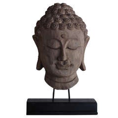 Vintage Wood Carved Buddha Head