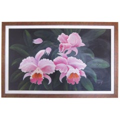 Vintage Orchid flower painting