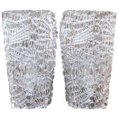 Pair of abstract textured glass Sconces