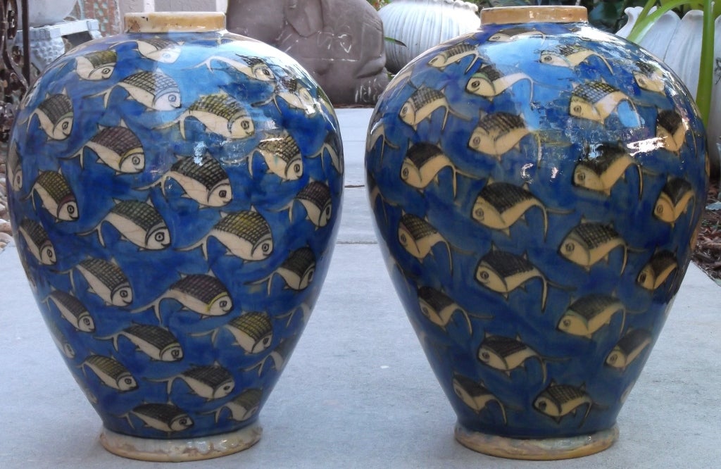 Pair of Persian fish vases 1