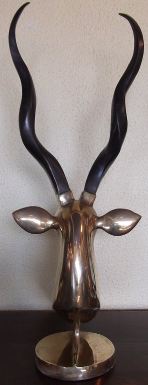 Elegant Brass Antelope Head In Good Condition In Delray Beach, FL