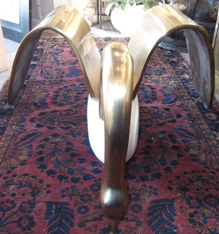 Unknown Elegant Brass Swan Coffee Table Base