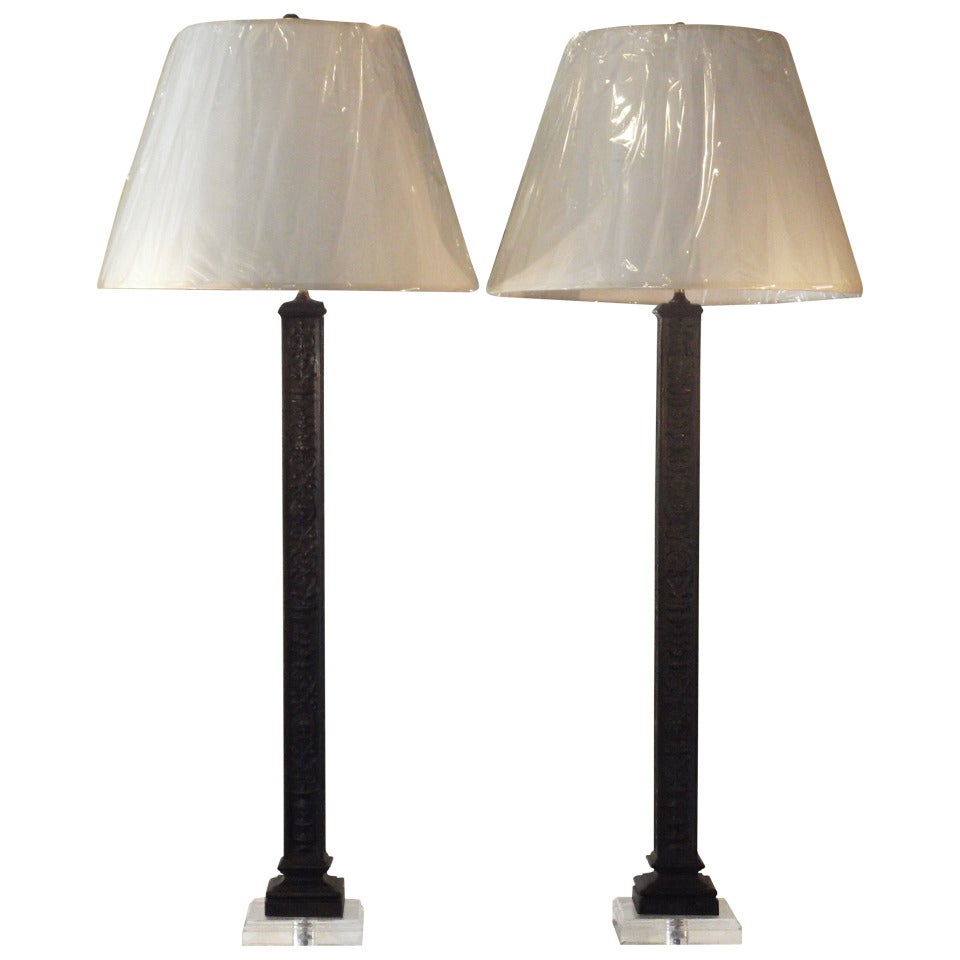 Pair of 19th century bronze lamps