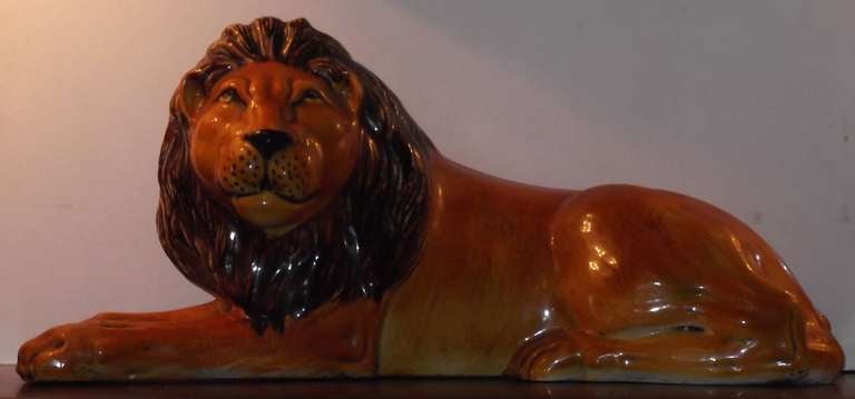 Terra-cotta lion  Sculpture In Good Condition In Delray Beach, FL