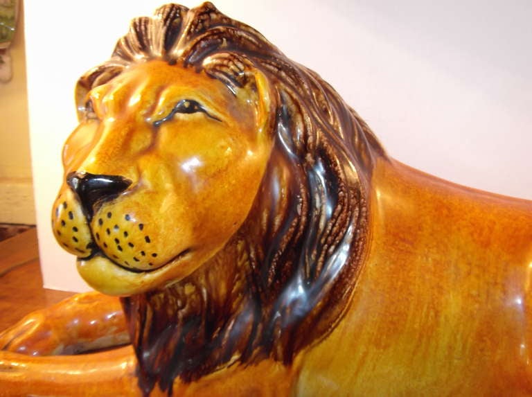 Mid-20th Century Terra-cotta lion  Sculpture