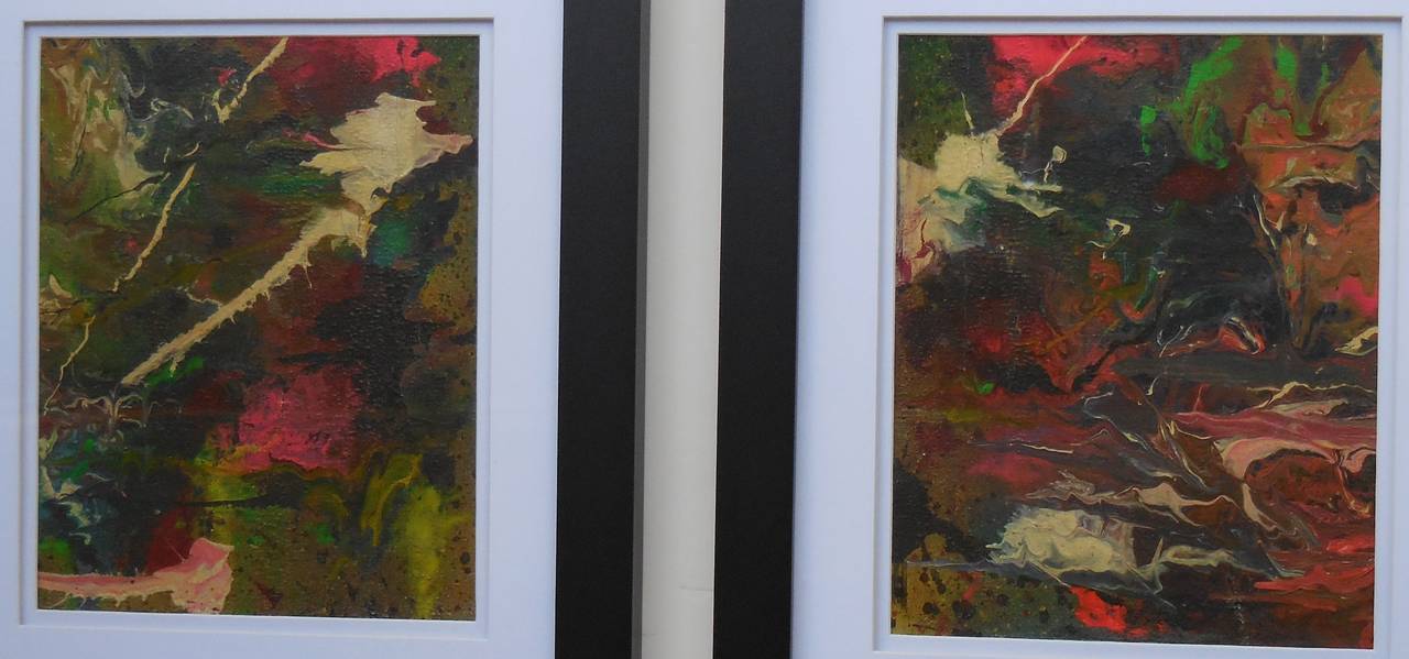 Mid-20th Century Pair of 1960s Abstract Paintings For Sale