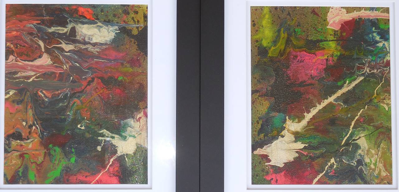 Canvas Pair of 1960s Abstract Paintings For Sale