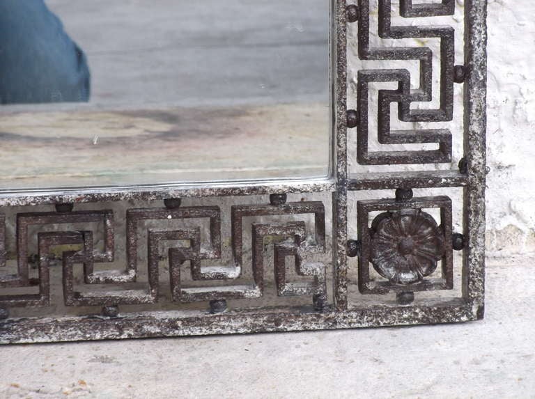 Greek Key Antique Iron Mirror 4