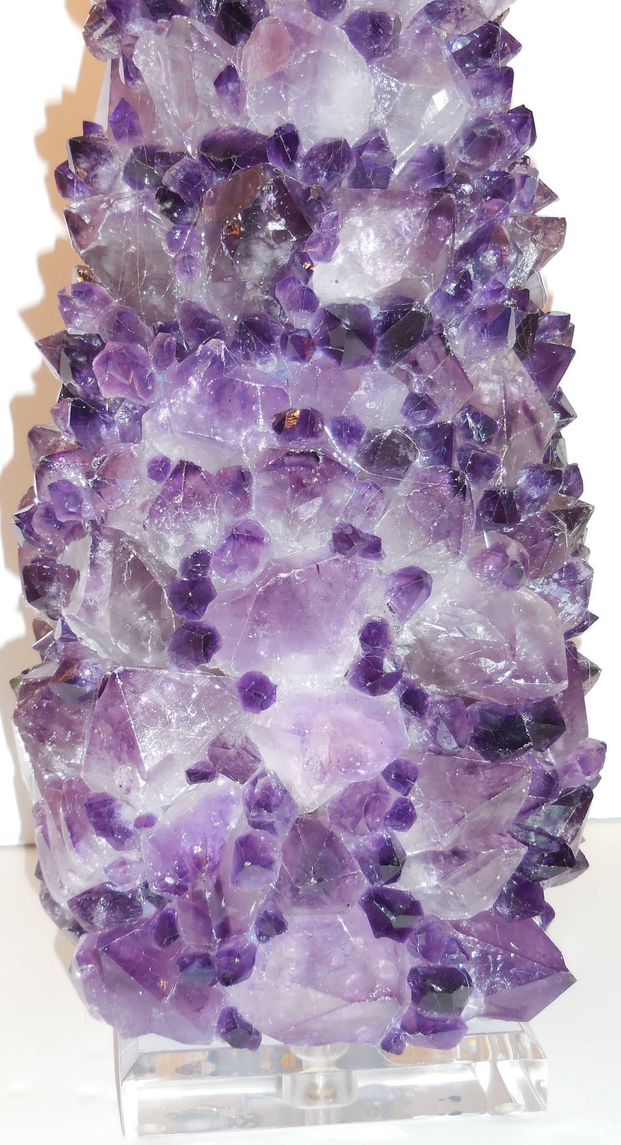 Pair of Amethyst Rock Crystal Lamps at 1stdibs