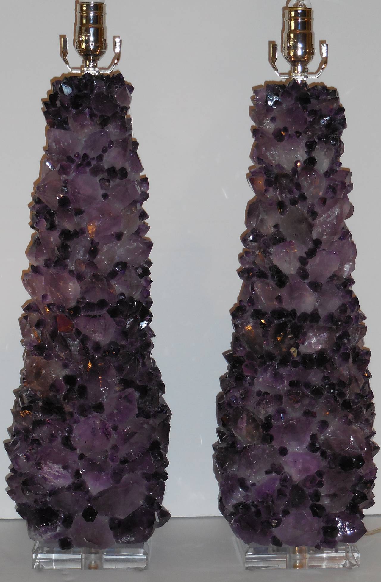 Pair of Amethyst Rock Crystal Lamps at 1stdibs