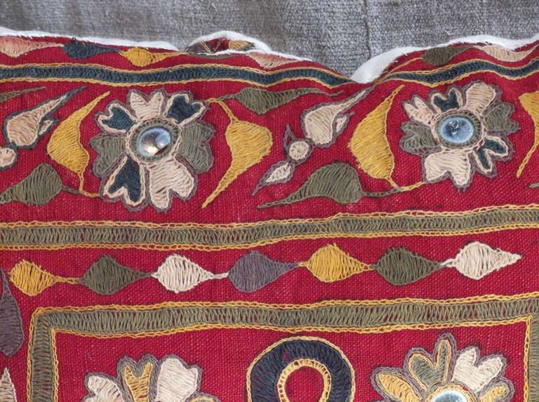 Hand embroidered primitive pillows 3