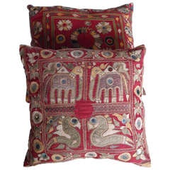 Hand embroidered primitive pillows