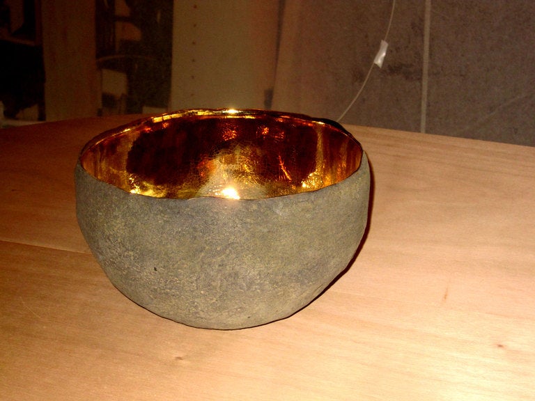 Round Vessel with Gold by Cristina Salusti In Excellent Condition In New York, NY