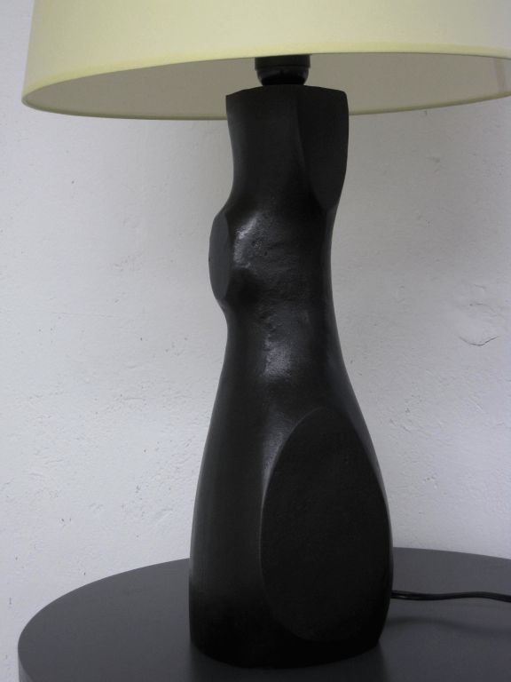 French Pair of  Sculptural Bronze Lamps by Jacques Jarrige  