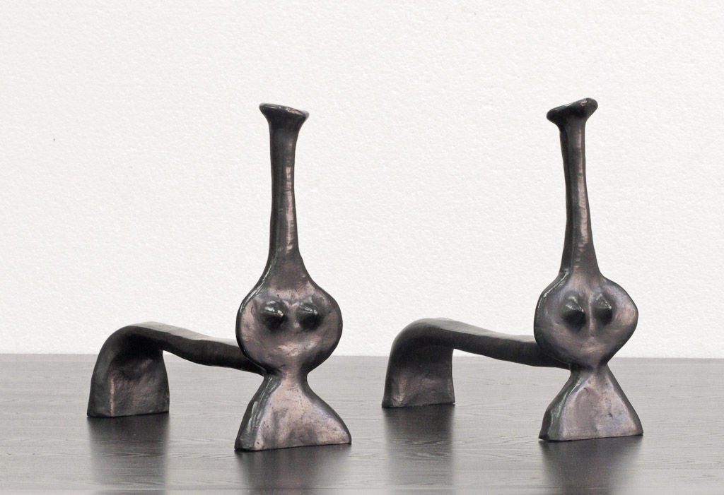 Pair of Bronze Andirons by Jacques Jarrige, 2005 For Sale 1