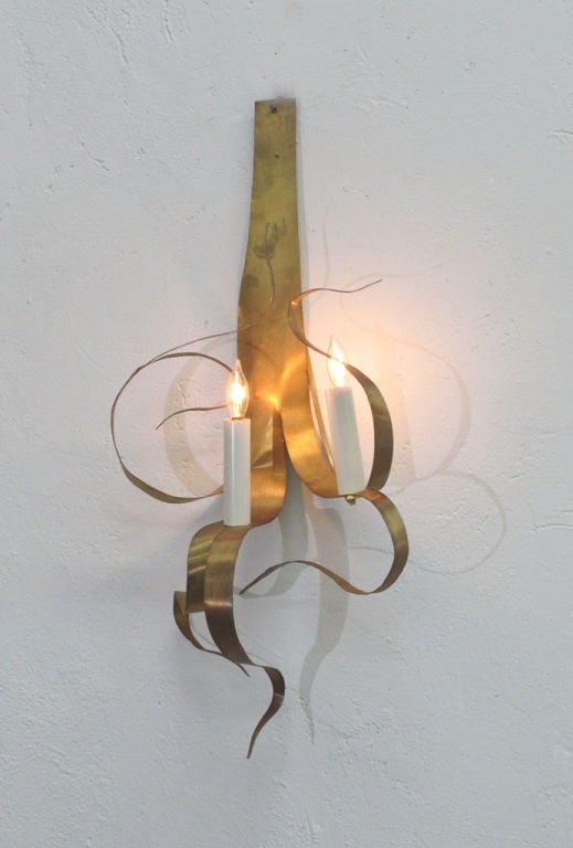 Brass Pair Of  Wall Sconces By Jacques Jarrige ©1998 For Sale