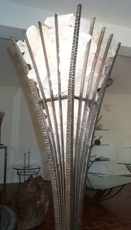 Wrought Iron and Rock Crystal Floor Lamp For Sale 2