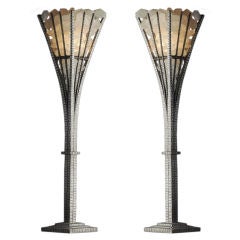 Pair of Hand Hammered and Rock Crystal Table Lamps 6