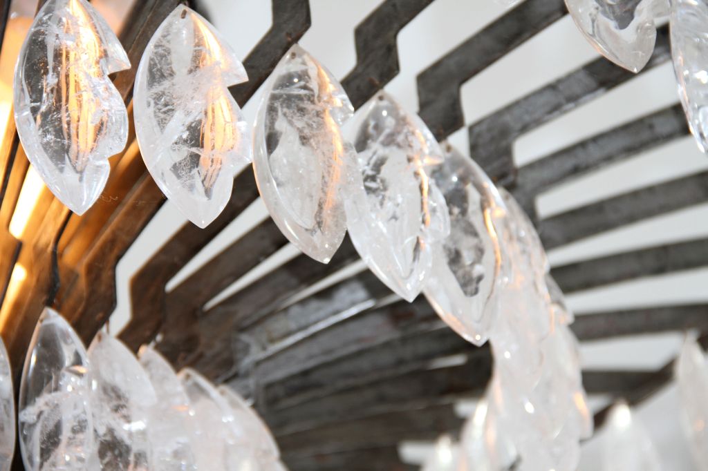 Pair of Rock Crystal and Hand Hammered Chandeliers 2